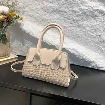 Stone Pattern Women S Bag Fashionable Small Square Bag Texture Pu Shoulder Bag Niche Versatile Messenger Bag красный