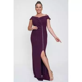 Stone Rope Strap Front с разрезом на подкладке Plus Size Long Dress