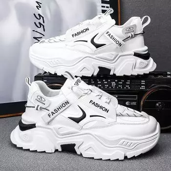 Stone shoes large size 45 platform sports running shoes 2024 new breathable leather surface white shoes men s shoes 39