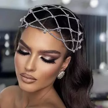 Stonefans 1920 s сетчатая шапка со стразами головной убор для женщин и девочек 2023 хлопушка на голову цепочка ювелирные изделия Гэтсби Клеопатра аксессуары для волос Type 1 золотой