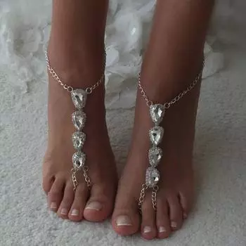 Stonefans 2 шт. Босоножки на щиколотку в стиле бохо, браслет на щиколотку со стразами, ювелирные изделия для женщин, свадебный браслет на палец, кольцо на палец, цепочка на ногу, аксессуары 20cm~28cm
