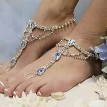 Stonefans 2 шт. Летний браслет на ногу с цепочкой и кристаллами для женщин, модный браслет на щиколотку со стразами для босых ног, сандалии, браслет на щиколотку, ювелирные изделия в стиле бохо 20cm красный