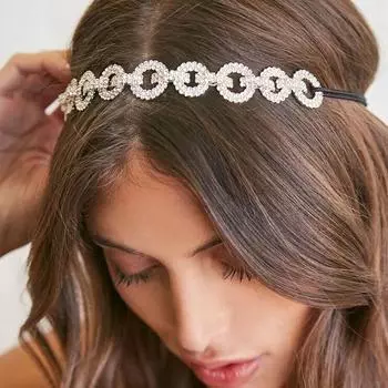 Stonefans эластичный круглый ободок со стразами, женские свадебные аксессуары для волос, роскошная цепочка на голову, повязки на голову, свадебный головной убор с кристаллами Gold Hairband