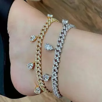 Stonefans Bling кубинская цепь Iced Out браслет на щиколотку кулон для женщин хип-хоп ювелирные изделия стразы кубинская цепь на щиколотку 23cm