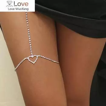 Stonefans Bohemian Crystal Heart Leg Chain Sexy Thigh Jewelry For Women Талия Живот Украшения Тела Подвязка Для Ног Стразы Цепочка
