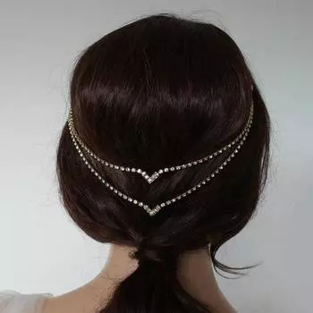 Stonefans Boho Простые заколки для волос со стразами Невеста Свадебный головной убор Модный головной убор Двойные слои Новая очаровательная цепочка для волос для девочек Gold Hair Clips