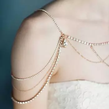 Stonefans дизайнерская многослойная цепочка на плечо с каплями воды, ювелирные аксессуары, свадебный ремешок для платья невесты, тела, стразы, вечерние Gold-color