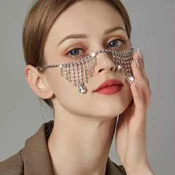 Stonefans горный хрусталь декор кисточкой цепочка для лица ювелирные изделия женская маска вуаль богемная цепочка на голову Хэллоуина ювелирные изделия индийская свадебная свадьба Gold Face Chain
