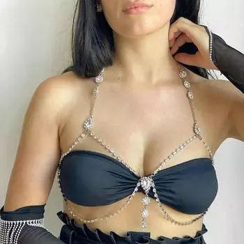 Stonefans капли воды кулон бюстгальтер аксессуары грудь украшения для тела одежда летние купальники бикини 2022 женские сексуальные пуш-ап подарок Gold Bra