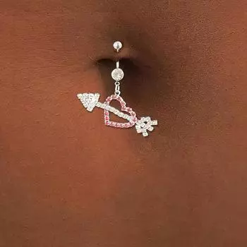 Stonefans красные кристаллы, стрела сквозь сердце, пирсинг пупка, пуговица, богемные стразы, украшения для живота, кольца, пирсинг ногтей Heart Belly Button