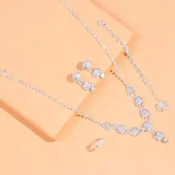 Stonefans круглый кулон со стразами, ожерелье, набор из 4 капель, ювелирные изделия с кристаллами, серьги, кольца, браслет для свадебных аксессуаров Red Crystal Set золотой