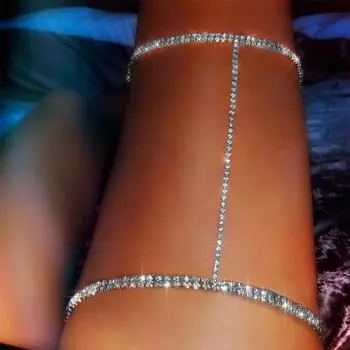 Stonefans модная эластичная двухрядная цепочка на ногу для женщин, Клубная вечеринка, цепочка для всего тела, ювелирные изделия, бикини, простой ремень на бедро Gold Leg Chain