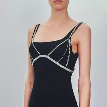 Stonefans Новое многослойное нижнее белье Бикини Сексуальная экзотическая романтическая оптовая продажа Женский бюстгальтер на груди Фестивальная цепочка для тела Rave Outfit Аксессуары Gold Chest Chain