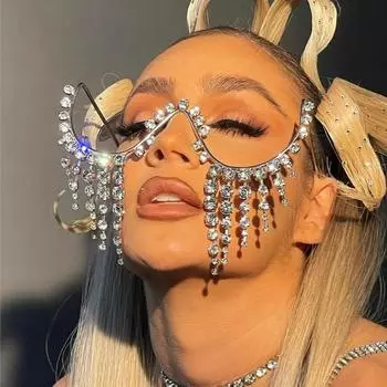 Stonefans оправа для очков с большими кристаллами и кисточками для женщин, роскошные ретро солнцезащитные очки в стиле бохо без линз, аксессуары, очки для глаз, ювелирные изделия Type 4 золотой