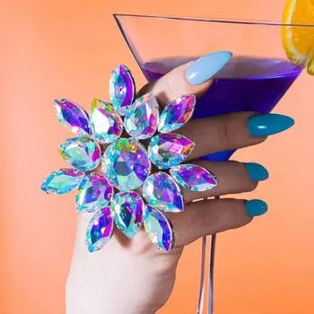 Stonefans преувеличивают открытые кольца со стразами, модные женские аксессуары, элегантное геометрическое кольцо на большой палец, регулируемые ювелирные изделия для выпускного вечера Gold-color