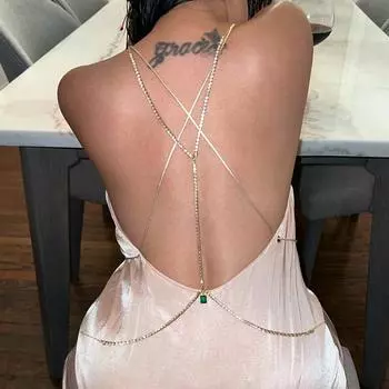 Stonefans зеленая подвеска на спине, ювелирные изделия для женщин, пляжное бикини в стиле бохо, нагрудник с кристаллами, свадебное летнее платье, фон, ожерелье на спине, подарки Gold Back Chain