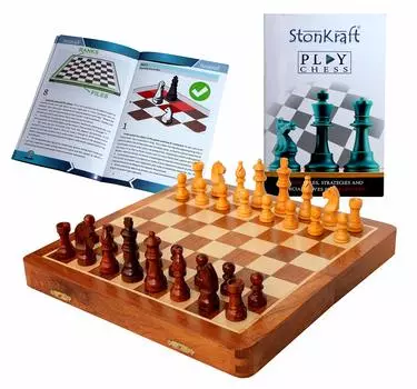 StonKraft Handcrafted Premium Wood 31 x 31 см Шахматный набор из палисандра Складной магнитный набор с местом для хранения -