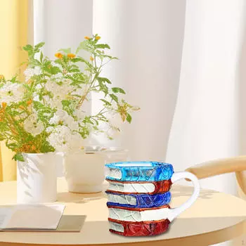 Стопка книг Кофейная чашка 350 мл Подарки для книжного клуба Новинка Цветной аксессуар для фанатов Clear Handle