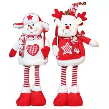 Стоячая поза Красная эластичная вязаная ножка Настольное рождественское украшение