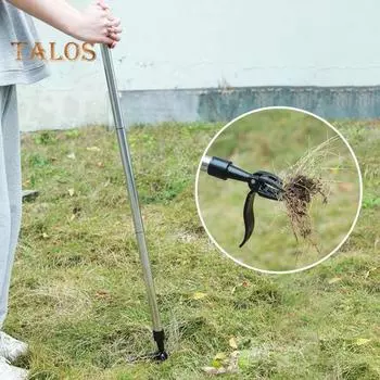 Стоячий инструмент для удаления сорняков. Легко снимается, с длинной ручкой. 4 стальных захвата. Эргономичный дизайн. Нержавеющий пожиратель сорняков. Не сгибается. Вытягивание на коленях. C