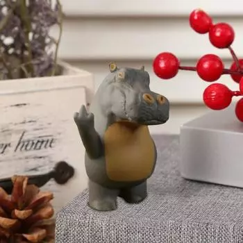 Стоящая фигурка бегемота, 3D-печатная настольная статуэтка бегемота, украшение на средний палец, статуэтка бегемота для книжной полки, автомобиля, спальни, подарок 1pc
