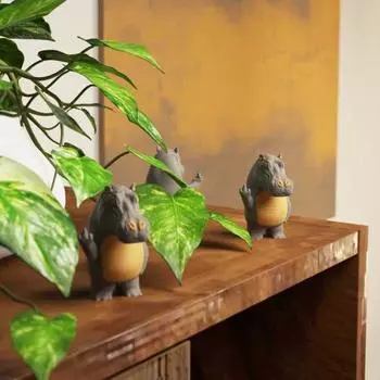 Стоящая фигурка бегемота, 3D-печатная настольная статуэтка бегемота, украшение на средний палец, статуэтка бегемота для книжной полки, автомобиля, спальни, подарок 1pc