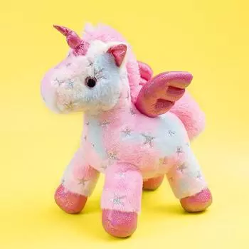 Стоящая Красочная Звездная Кукла Единорог Милая Розовая Пони Плюшевая Игрушка для Подарков на День Защиты Детей 25*24cm