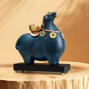 Стоящая лошадь, статуэтка животного, удобная, прочная, уникальная поделка для спальни, гостиной, кабинета синий