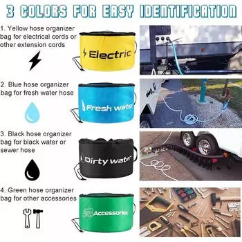 Storage Bag Storage Pouch Rv Sewer Hose Storage Rv Bags Hose Garden Bag Sundries Hose Hose Bag Drawstring Organize O4V5 чёрный