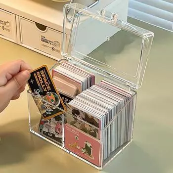 Storage Box Transparent Acrylic Photo Card Photo Card Storage Box Flip Cover Box Card Protective Cover Container Korea