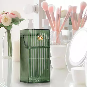 Storage Box with Slots for Drying Makeup Tools on Bathroom Counter белый