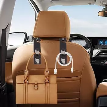 Storage Headrest Hanger Space-Saving Backseat Hangers Smooth Car Accessories Car Organizer Hooks For Handbag Purse Coat серый