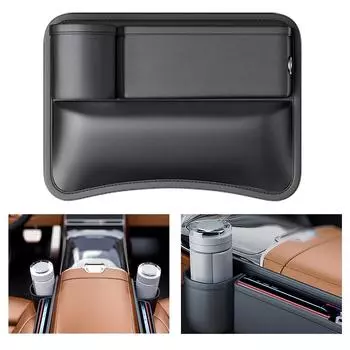 Карман для хранения вещей Органайзер для автомобильного сиденья Боковой ящик для хранения Многофункциональный кожаный ящик для хранения в щелях сиденья Кошелек Ключи Держатель для карт и телефона Master/Copylot чёрный