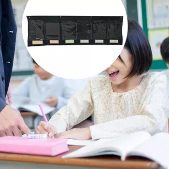 Storage Pocket Chart, Hanging File Organizer, Grouping Tool ,6 Pockets, Black for