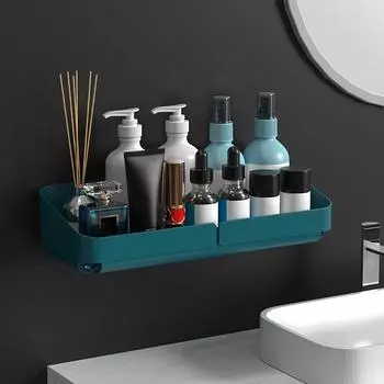 Storage Rack Shelf Wall Spice Organizer For Cosmetics Bathroom Without Drilling Kitchen Convenience Shower Accessory Bathroom