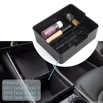 Stowing Tidying For Tesla Model 3 2017-2024 Accessories Car Central Armrest Storage Box Auto Container Glove Organizer Case чёрный