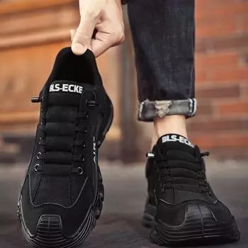 Страхование труда мужская обувь весна стройка работа с одной педалью доска обувь спортивная досуг рабочая обувь мужская обувь для внешней торговли 39 чёрный