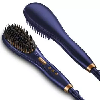 Straight Brush Brush Iron Temperature Adjustment Negative Ion Heat Brush Hair Iron LED Display Temperature Adjustable MAX Increased Shine Curling Iron