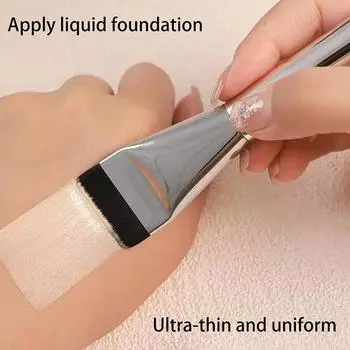 Straight Foundation Make-Up Brush Flat Head Light Concealer Aluminum Tube Wooden Handle Makeup Tools Onesize