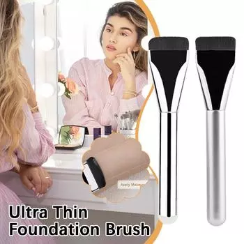 Straight Foundation Make-up Brush Flat Head Light Concealer Aluminum Tube Wooden Handle Makeup Tools