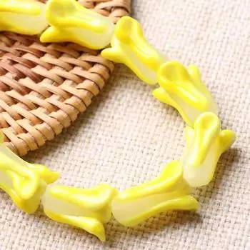 Straight Hole Vegetable Beads 3D Glass Loose Beads Lampworked Beads Cabbage Bead for 10pcs Crafts yellow