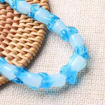 Straight Hole Vegetable Beads 3D Glass Loose Beads Lampworked Beads Cabbage Bead for 10pcs Crafts light blue