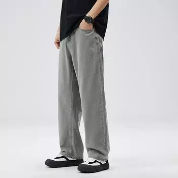 Straight Jeans Men s Spring and Summer New Loose Wide-leg Long Pants American High Street Trousers 28