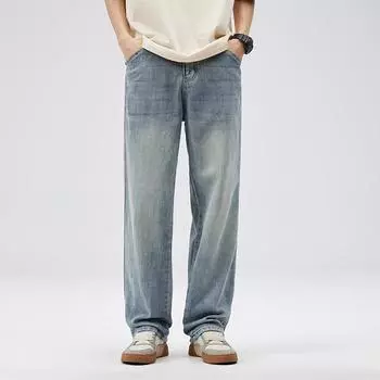 Straight Jeans Men s Spring Thin Old Draped Casual Trousers 28