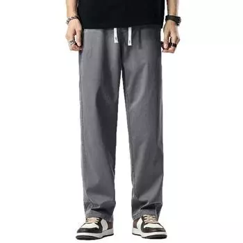 Straight Leg Casual Pants for Men In Summer, Thin, Breathable, Wide Leg Ice Silk Pants, Loose and Hanging, Tencel High-end Pants XXXXL