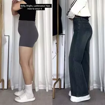 Straight-leg Denim Loose Plus Size Ladies Plus Size Cover Slim Looking Pants Women s Pear Shapes Thick Leg Width Loose Pants
