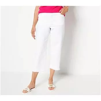 Straight-Leg Pants Pocket Foot Hem Fashion Cropped Pants Chubby Girl Plus Size Washed Stretch Cotton Denim Casual Pants White 22W