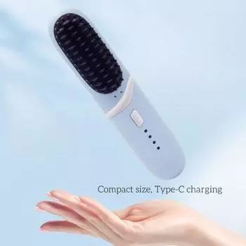 Straight Roll Dual-Purpose Charging Straight Hair Comb Long Lasting Electric Hot Comb Gifts зелёный