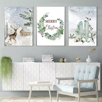 Страна чудес настенная печать Рождественский подарок Рождественский лес логотип картина маслом в скандинавском стиле 21cm30cm NoFrame