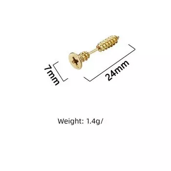 Strange Earrings Minority Simple Retro Stud Earrings Female Cool Screw Elegant Male Disco Jumping Fashion Exaggerated and Personalized Gold single